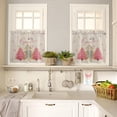 thumbnail image 4 of Christmas Kitchen Window Curtain Set with Tiers and Valance, 3 Pieces Rod Pocket Valances Pink and Buffalo Plaid Xmas Tree Snowflake Vintage Window Treatment Semi Sheer Kitchen Decor (52"W x 18"L), 4 of 6