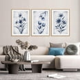 thumbnail image 2 of Navy Blue and Grey Flower Framed Canvas Wall Art Set,Modern Botanical Plant Wall Decor,Neutral Wildflower Painting,Watercolor Aesthetic Floral Artwork for Living Room,Bedroom,Office-24''x36''x3, 2 of 7