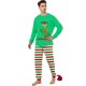 thumbnail image 1 of Moonsky Christmas Family Pajamas Matching Set Christmas Print Long Sleeve Green Tops and Red&Green&White Striped Pants Loungewear Soft Sleepwear#Men M, 1 of 4
