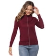 thumbnail image 5 of Aibrou Womens Zip Up Long Sleeve Open Front Knit Cardigan Sweater, 5 of 10