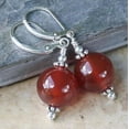 thumbnail image 5 of K-KED 10mm Natural Red Jade Round Gems Beads Dangle Silver Leverback Earrings, 5 of 5