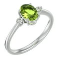 thumbnail image 2 of SuperJeweler 1 1/3 Carat Oval Shape Peridot and Two Diamond Ring In Sterling Silver For Women, 2 of 6