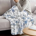 thumbnail image 3 of Blue Floral Birds Blanket Soft Cozy Warm Twin Blanket for Bed, Plush Fuzzy Flannel Fleece Blankets for Sofa, Farmhouse Flowers Pastoral Throw Blankets for Couch, Lightweight Gifts for Men, 60"x80", 3 of 9