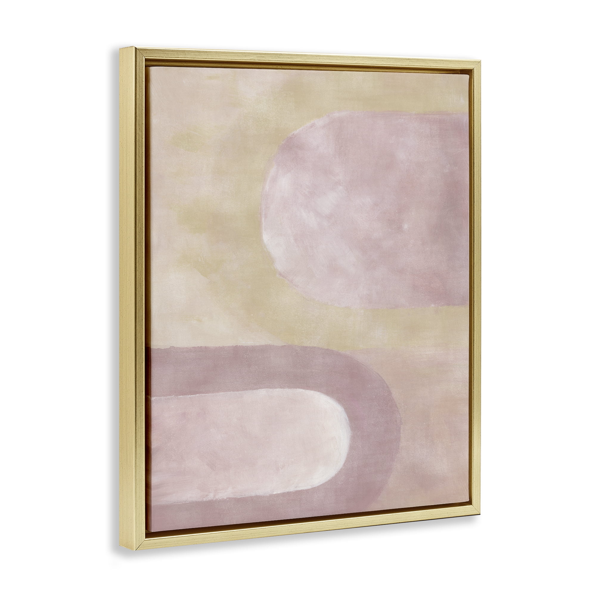 Stupell Industries Muted Pink Arches Abstract & Fractals Painting Gold Floater Framed Canvas Art Print Wall Art, 21 x 17