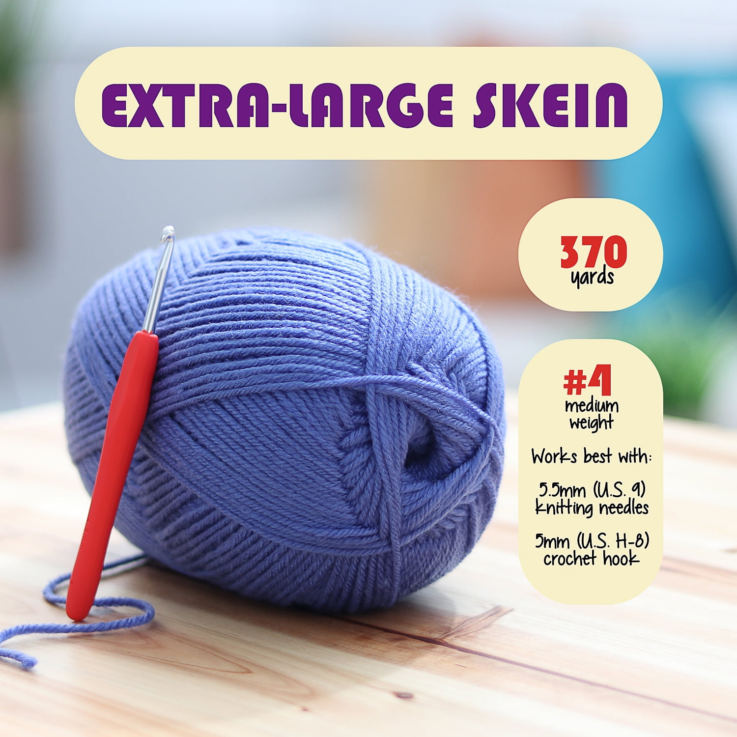 (3 pack) Craftbud Acrylic Yarn For Crocheting And Knitting, (370 Yards) Worsted Medium #4 Crochet Yarn For Beginners, White