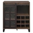 thumbnail image 3 of Bowery Hill Wooden Wine Cabinet with Glass Door in Rustic Oak and Black, 3 of 7