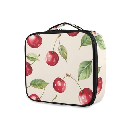 FORMRS Travel Makeup Bag Large Capacity Train Case Cosmetic Organizer with Adjustable Dividers, Watercolor Cherry