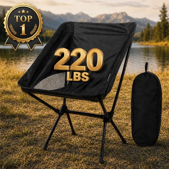 camping chairs Portable camping chair, Lightweight Folding camp chair with Carry Bag, Breathable outdoor chair for Camping, Beach, Fishing, Travel, outdoor chairs for Lawn, Park, Black