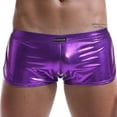 thumbnail image 2 of Odeerbi Mens Underwear Seamless Boxer Briefs Erogenous Patent Shorts Underpants Leather Purple, 2 of 7