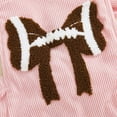 thumbnail image 5 of CAICJ98 Newborn Football Romper Baby Girl Summer Clothes Corduroy Overalls Infant Football Onesie Bodysuit Game Day Outfit with Headband (3-6 Months,Pink), 5 of 7