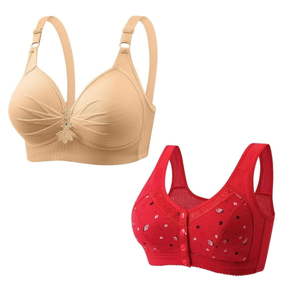 Jalioing 2 Pack Everyday Bras for Women Breathable Wireless Bralettes Full Coverage No Underwire Bra