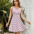 thumbnail image 7 of Black Polka Dots Pink Background Women's Tank Dress V Neck Sleeveless Summer Sundress, 7 of 7