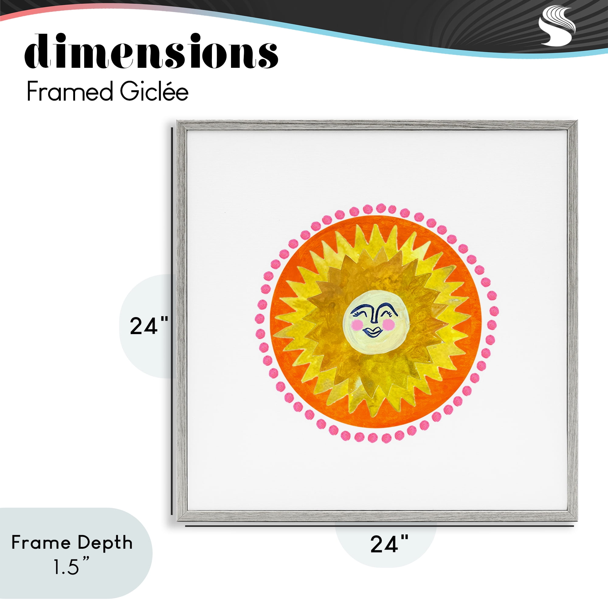 Stupell Industries Yellow & Orange Smiling Sun Gray Framed Giclee Art, design by Katherine Herrell Studio