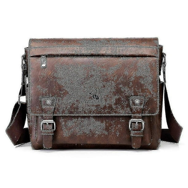 Weixier D246 Men#39;s Travel Messenger Office Crossbody Bag Tablet Briefcase Computer College Satchel Bag - Light Brown