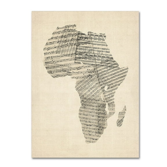 Trademark Fine Art "Old Sheet Music Map of Africa" Canvas Art by Michael Tompsett