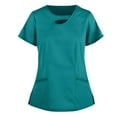thumbnail image 1 of Snoarin Été Plus Size Blouse for Women Manches Courtes Col Rond Tops Travail Uniforme Couleur Unie avec Poches Blouse Work Uniformes for Women sur l'Autorisation, 1 of 3