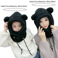 thumbnail image 6 of Skymirror Autumn Winter Parent-child Hat Cartoon Ears Solid Color 2-In-1 Design Fluffy Plush Women Beanies Hat Scarf for Outdoor, 6 of 8