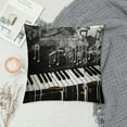 thumbnail image 2 of Nawypu  Piano Keyboard Pillow Cover Musical Instrument Music Notes Decor Cushion Cover for Teens Adults Musical Theme Street Art Graffiti Cushion Case for Living Room Black White, 2 of 5