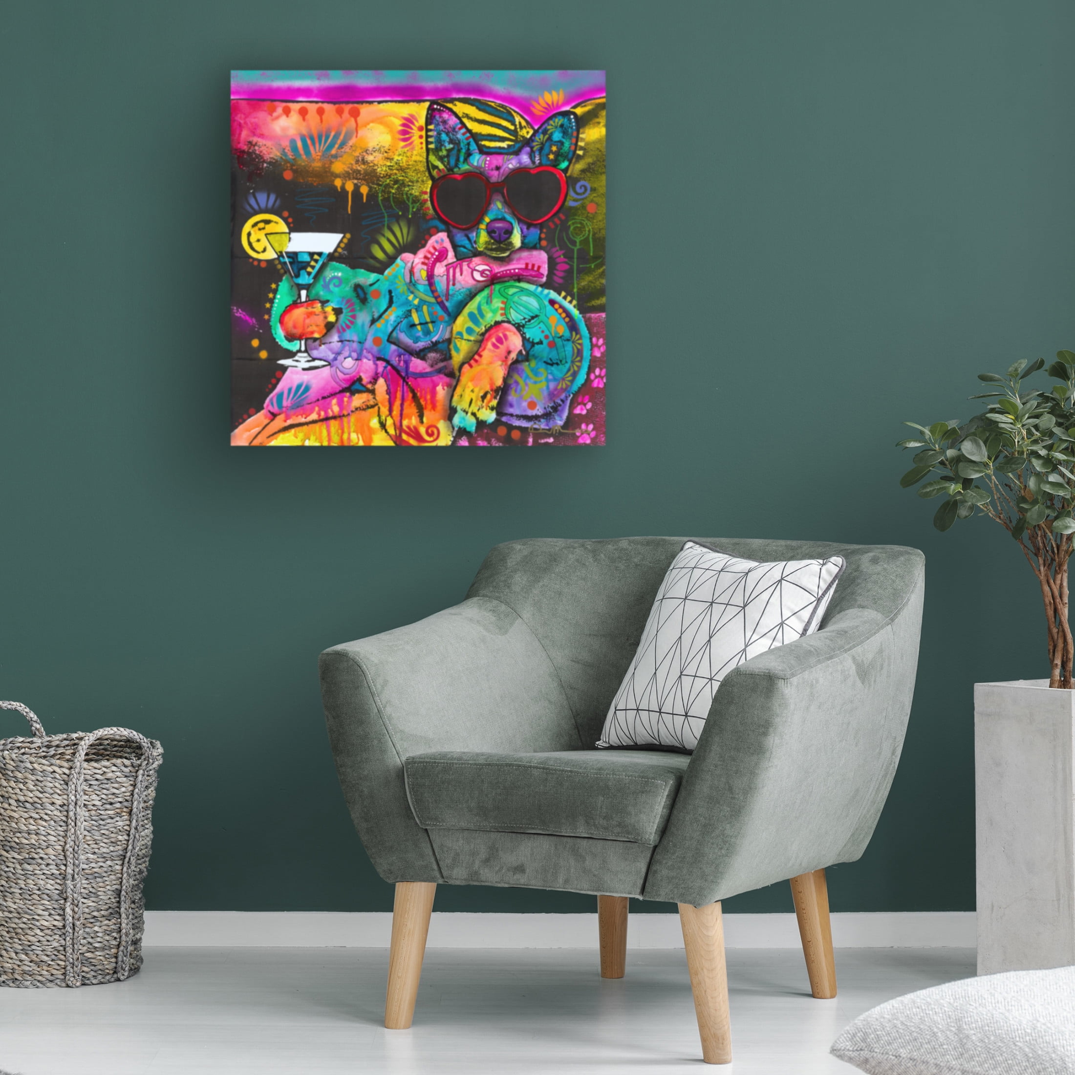 Canvas Wall Art - Dean Russo 'Cool Pup 2' Wall Art for Living Room, Bedroom, or Office Décor by Trademark Fine Art - 35 x 35 Inches
