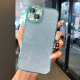 thumbnail image 2 of Compatible with iPhone 13 Case for Women Girls, Glitter Luxury Cute Flexible Plating, Shockproof Full Camera Lens Protective Phone Cases for iPhone 13 Cute 6.1''- Green, 2 of 12