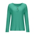 thumbnail image 5 of ZyeKqe Womens Long Sleeve Shirts Scoop Neck Ribbed Knit Buttons Slim Fitted Soft Goin Going out Tops Fall Winter Cute Basic Tees, 5 of 8