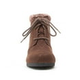 thumbnail image 4 of Qupid Womens Olee-15/Rex-S Lace Up Faux Leather Ankle Wedge Boots, 4 of 4