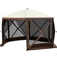 thumbnail image 4 of Zaverox Gazebo Screen Tent, 12 x 12 ft, 6 Sided Pop-up Camping Canopy Shelter Tent with Mesh Windows, Portable Carry Bag, Ground Stakes, Large Shade Tents for Outdoor Camping, Lawn and Backyard, 4 of 6