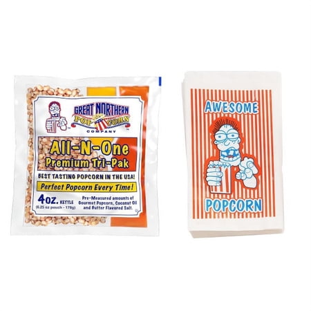 Great Northern Popcorn 24 4oz Popcorn Packets and 100 Serving Bags