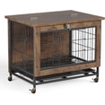 thumbnail image 1 of YUSAZENS Meuble Cage pour Animal à Double Porte de 26 Pouces, Niche en Bois avec Roues Verrouillables, Table d'Appoint pour Animal d'Intérieur Résistante à la Mastication, Brun Rustique, 1 of 8