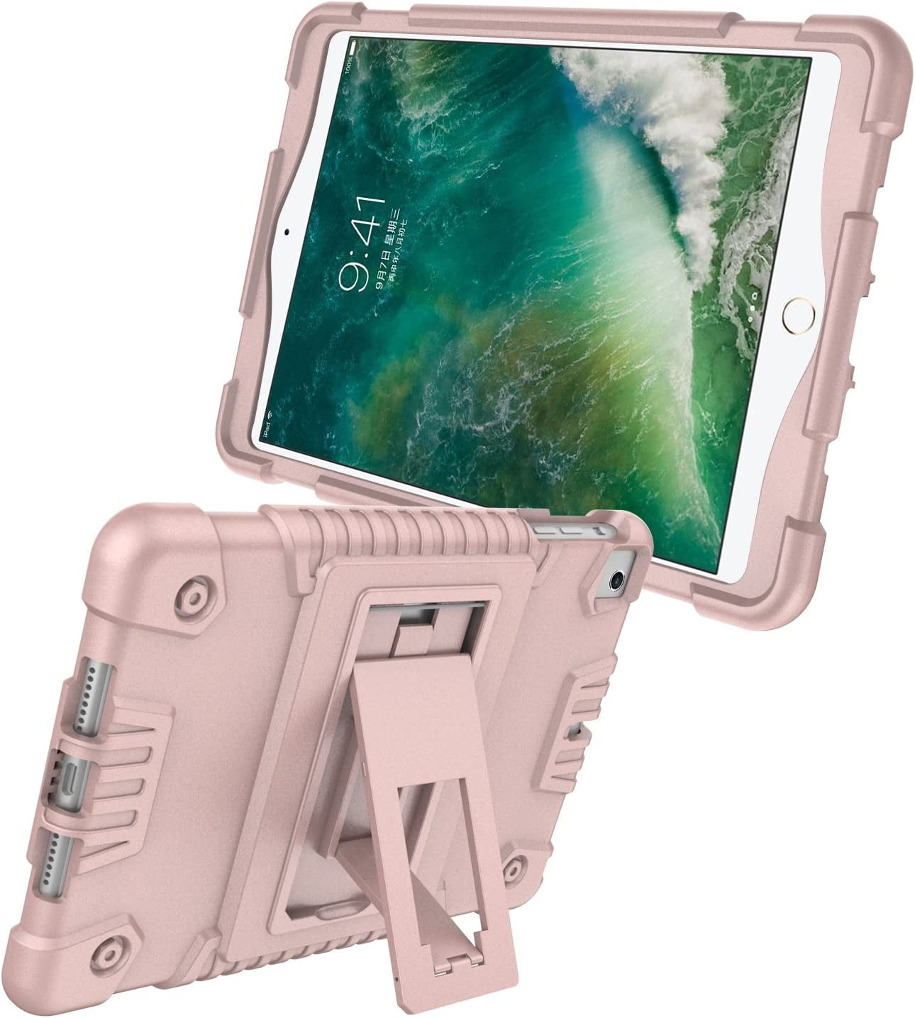 Feishell for iPad Pro 11 Case 2018 with Pencil Holder, Shockproof Rugged Kids Child Proof Rubber EVA Bumper Heavy Duty Case with Kickstand Protective Cover for Apple iPad Pro 11", Rosegold
