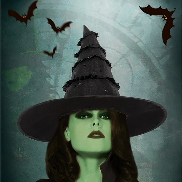 Mashaouyo Event Party Decor Elphaba's Hat Youth Size Black Witch Hat Hat Wide Brim Top Hat Cosplay Costume Accessories Halloween Women Men Large