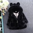 thumbnail image 2 of Abrigo con capucha de piel sintética esponjosa para niñas, chaqueta gruesa de forro polar, prendas de vestir, 2 of 3
