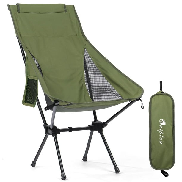 Silla de Camping Plegable y Ligera Outplea con Respaldo Alto Verde