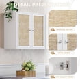 thumbnail image 5 of Rattan Wall Cabinets Storage - 24" Kitchen Wall Mounted Cabinets with 2 Paper Rattan Doors and Shlelf Adjustable in Laundry or Bathroom Over The Toilet, in White, 5 of 12