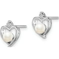 thumbnail image 2 of Sterling Silver Rhodium-Plated Fw Cultured Pearl & Diam. Earrings (10 X 7) Made In India qbe19jun, 2 of 5
