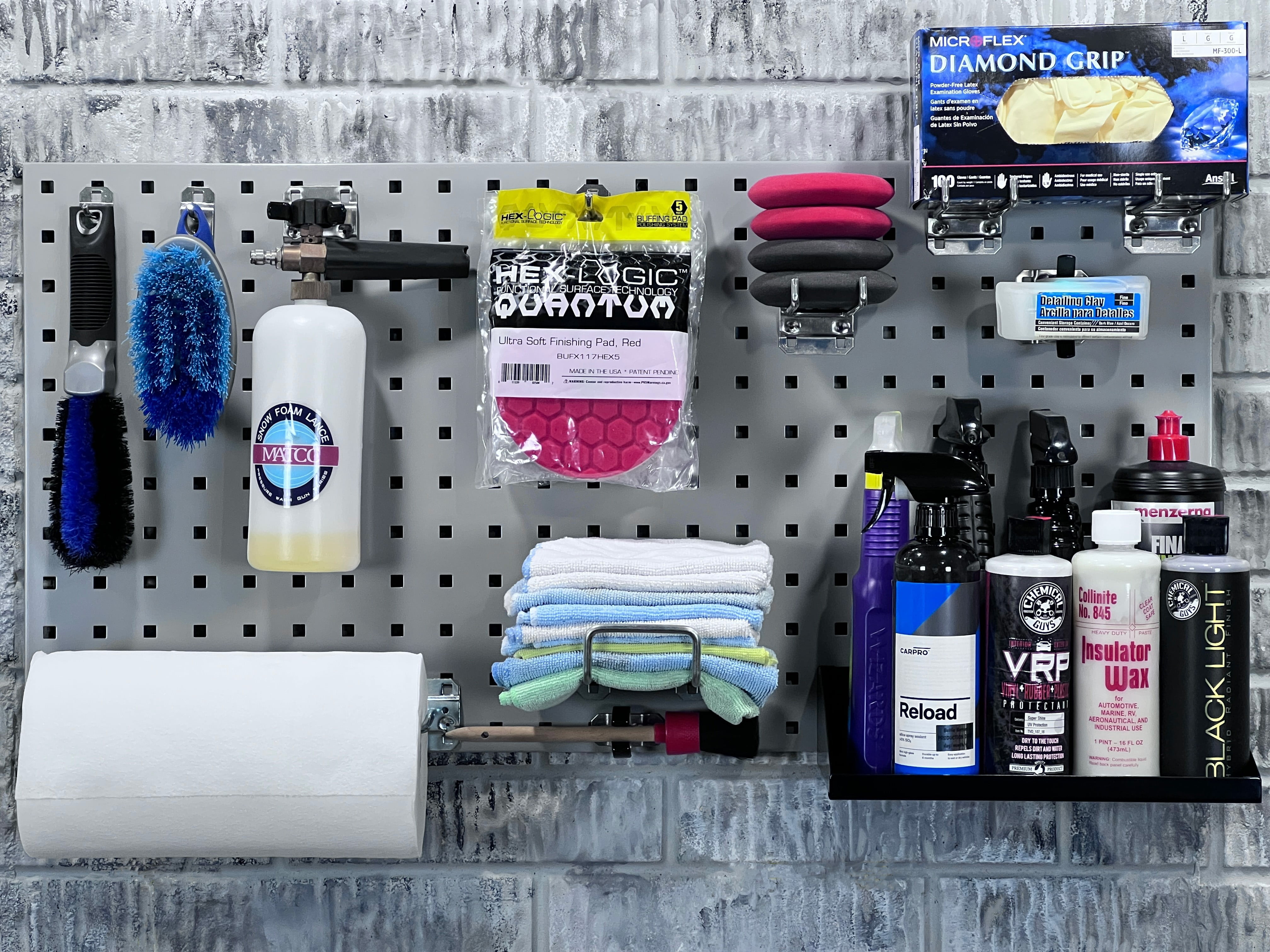 Triton Products LB18-GKit (2) 18" W x 36" H x 9/16" D Gray Steel Pegboards with28 Hooks and 2 Bins
