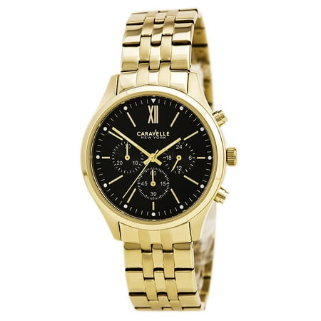 Caravelle 44A108 Men's Dress Black Dial Yellow Gold Steel Chronograph Watch
