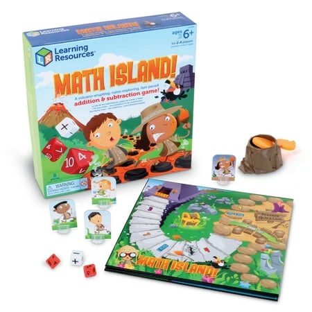 UPC: 0765023050257 | Learning Resources Math Island Addition & Subtraction Game – 8 Pieces Educational Board Games for Boys and Girls Ages 6+ Elementary Math Games for Kids