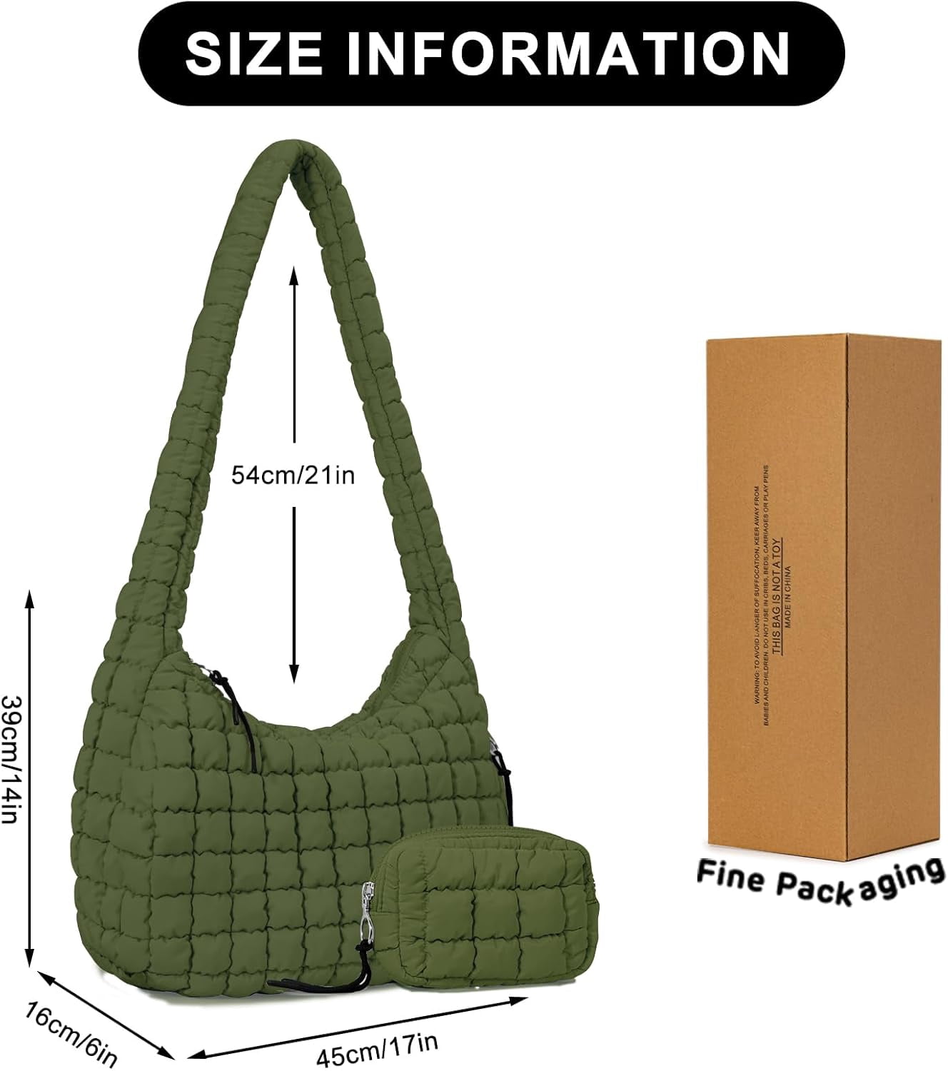 Kwuty Puffer Tote Bag for Women Large Quilted Puffy Lightweight Carryall Crossbody Tote Bag for Women