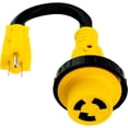 thumbnail image 1 of PTR0133 Heavy Duty RV Dogbone Electrical Power Plug Adapter Converter 15 Amp Male to 30 Amp Female with Twist Lock and LED Indicator, 14 Inches, 1 of 5