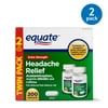 (2 pack) (2 Pack) Equate Extra Strength Headache Relief Caplets, 250 mg, 100 Ct, 2 Pk