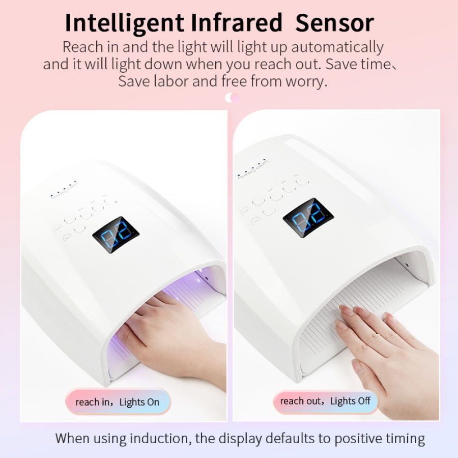 Professional UV LED Nail Lamp for Gel Polish, 280W Fast Curing Nail Dryer with 4 Timers & Smart Sensor for Salon & Home Manicures