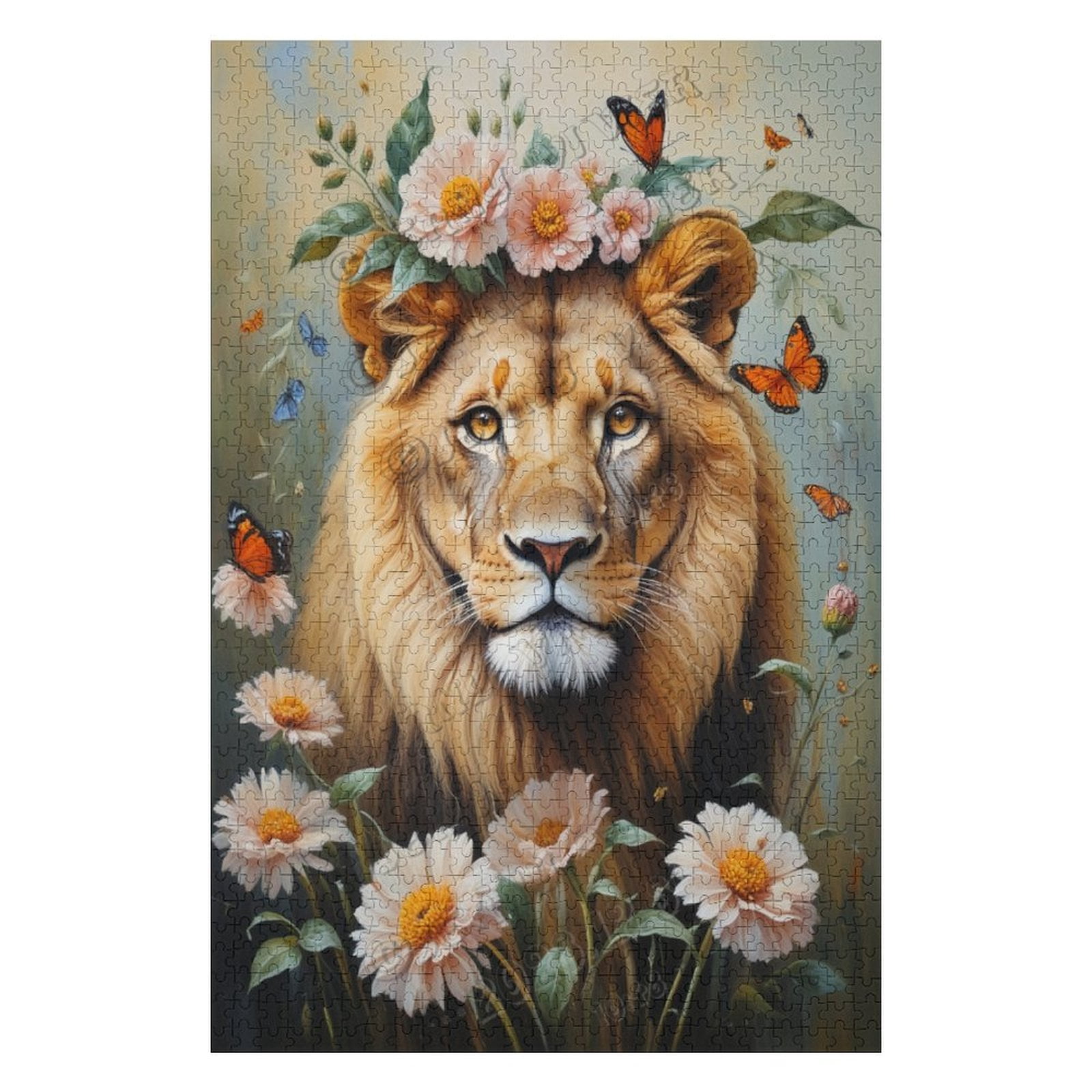 Funny Lion Jigsaw Puzzles for Adults 1000 Piece Jigsaw Puzzles for Adults Challenging Game Woodland Animal Puzzles, Wooden