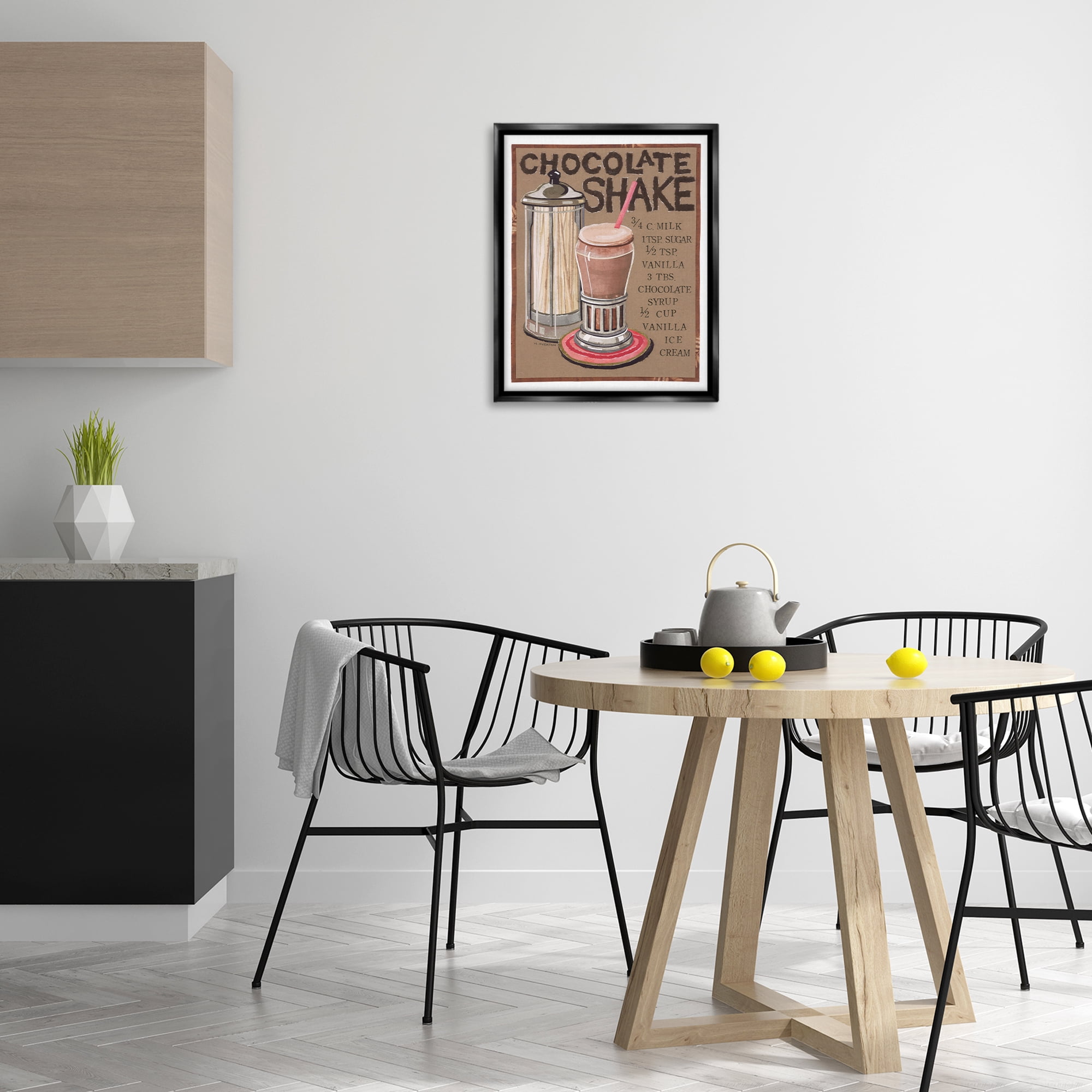 Stupell Industries Chocolate Shake Recipe Food & Beverage Painting Black Floater Framed Art Print Wall Art, 17 x 21