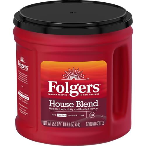 Folgers Coffeehouse Blend Ground Coffee, Medium Dark Roast Coffee, 25.9 Ounce Canister - Pack of 2