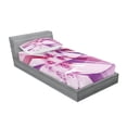 thumbnail image 2 of Ambesonne Floral Fitted Sheet & Pillow Sham Set, Digital Colored Flowers, Twinxl, Violet Pink, 2 of 2