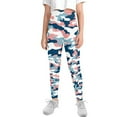 thumbnail image 2 of COEQINE Camo Pink Blue White Girls Yoga Legging High Waist Sport Pants Buttery Soft Stretch Running Leggings, for 10-11 Years Kids Girls, 2 of 7