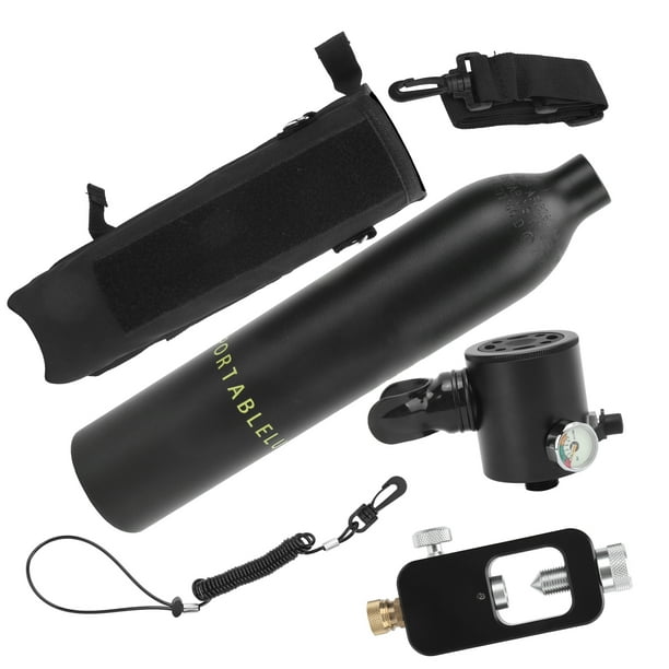 Tanque De Oxígeno Para Buceo, Capacidad De Gas Profesional De 100 L, Tanque De Buceo Subacuático De 0,5 L Para Profesionales Para Buceo ANGGREK Cilindro negro + bolsa de almacenamiento negra