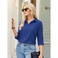 thumbnail image 3 of MOYIKO Womens Button Down Shirts 3/4 Sleeve Basic Business Dress Shirts Collared Work Office Fitted Blouses Tops, 3 of 7