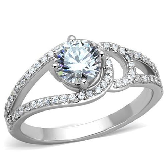 Valentine Stainless Steel 6x6 mm Clear CZ Lady Wedding Ring Set Jewelry Size 6 